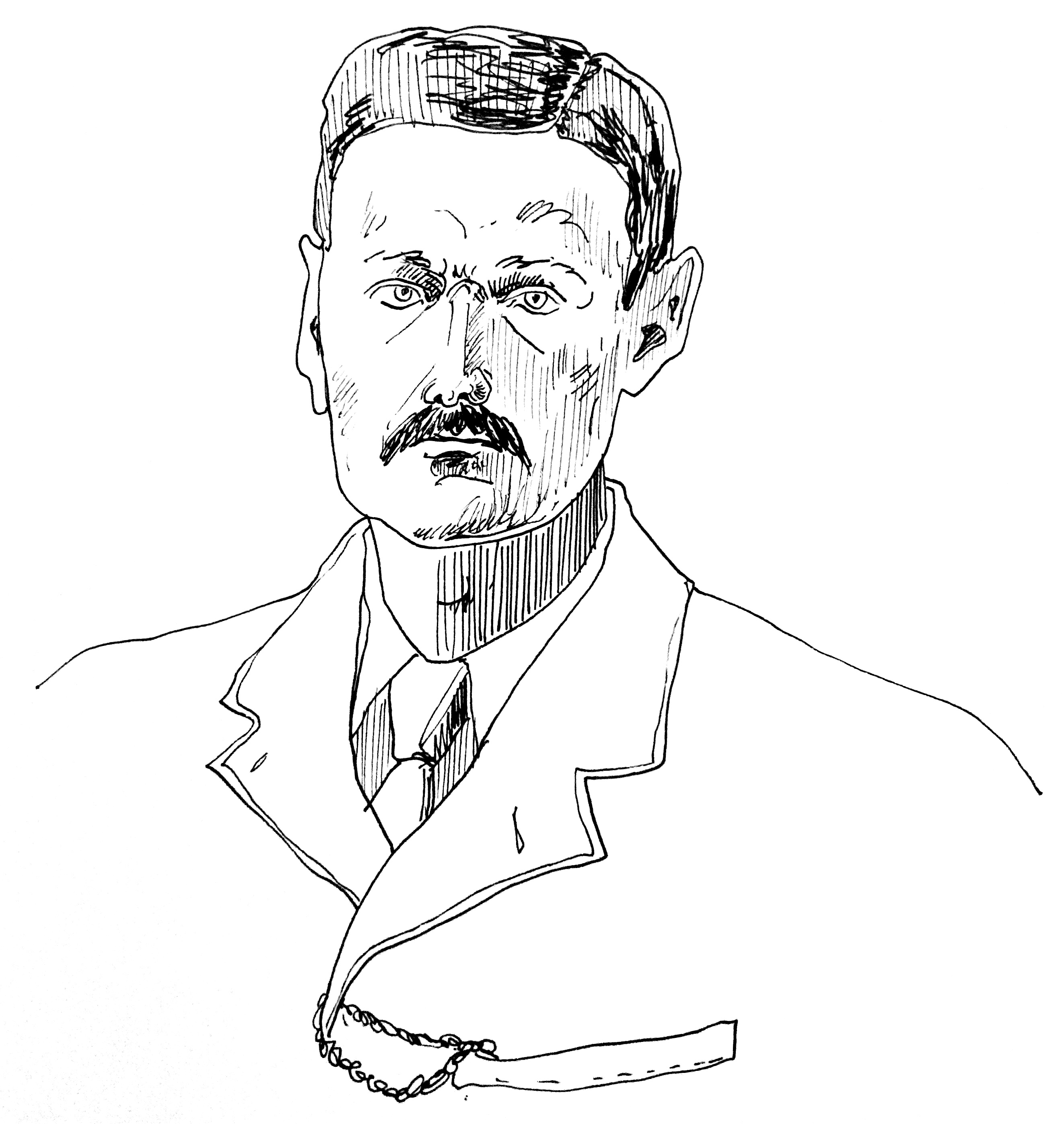 ink drawing of e.f. benson